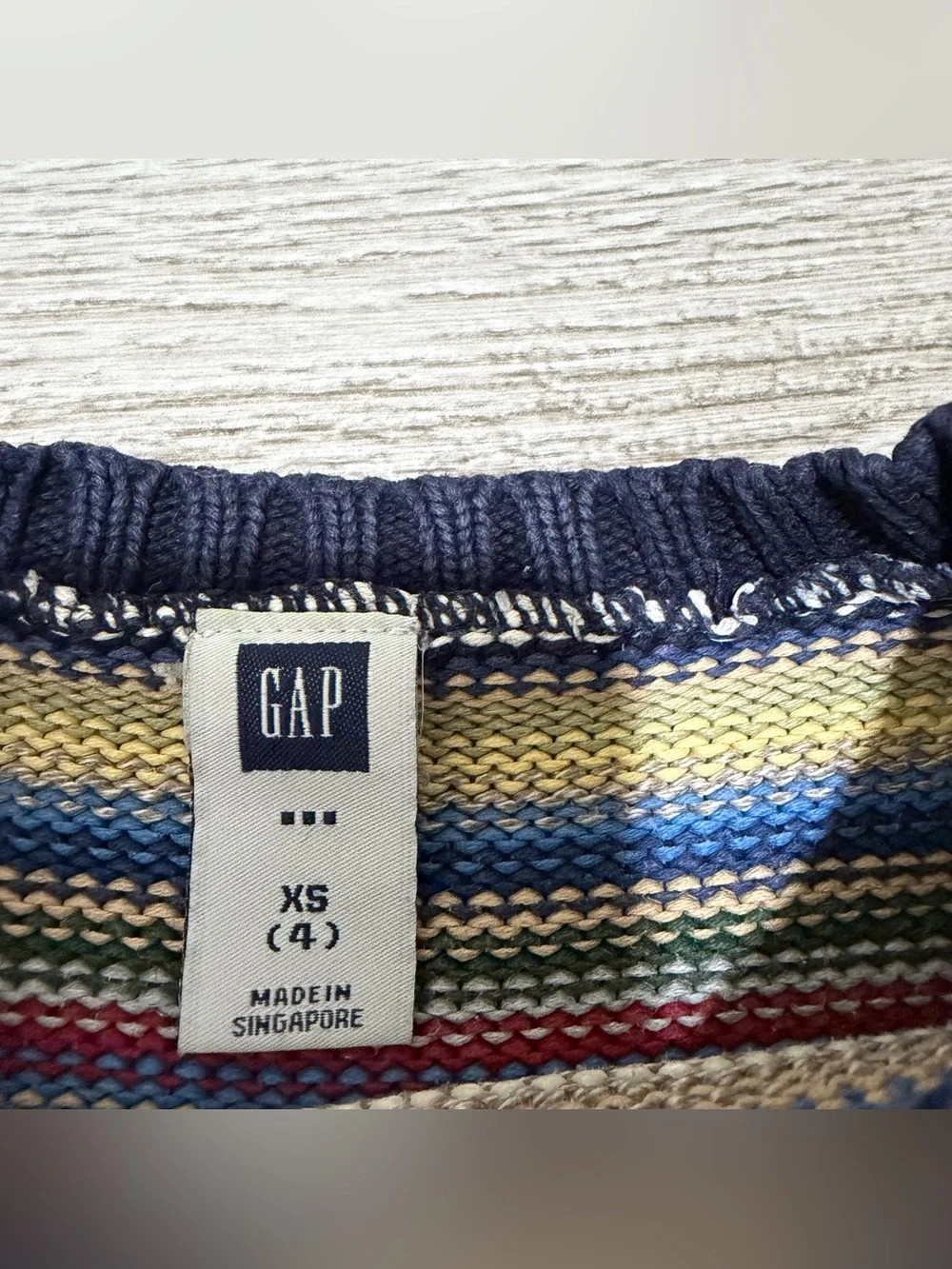 GAP Kids Striped Knit Sweater Multicolor Crewneck Navy Trim Size XS/4
